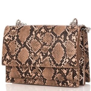 Snake-Print Chain Shoulder Bag